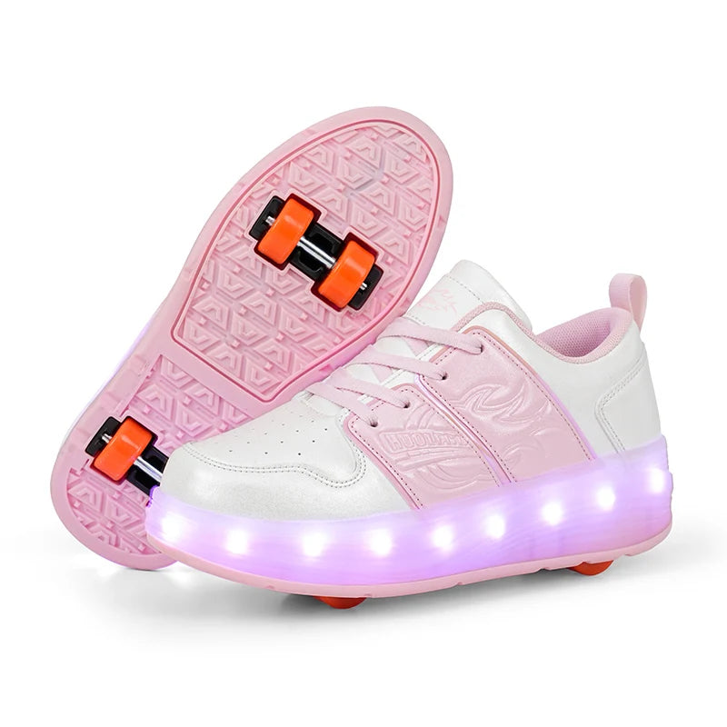 Children's LED Light Roller Skates – Multi-Functional Detachable Wheel Shoes, Size 29-41 for Students