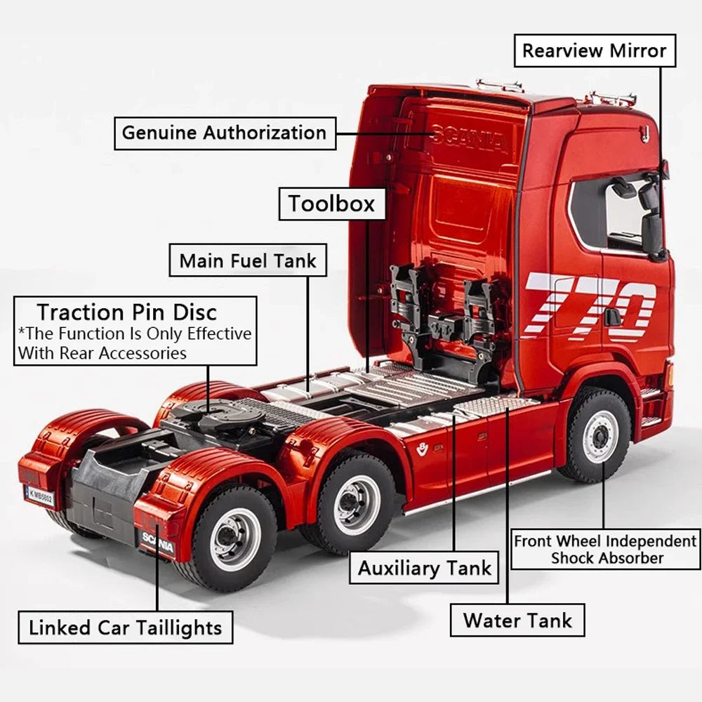 HUINA 1501 1/18 Scale 770S Alloy RC Engineering Tractor Truck with Light & Sound