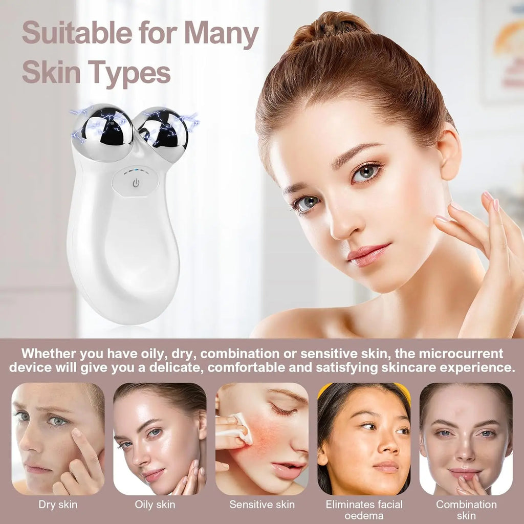 5-Level Microcurrent EMS Face Roller – V-Line Lifting, Skin Tightening & Serum Absorption Device