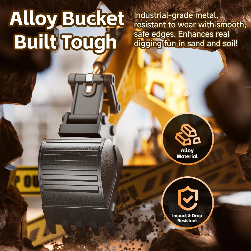 14-Channel 3-in-1 RC Excavator with Mist Spray – Alloy Remote Control Construction Truck