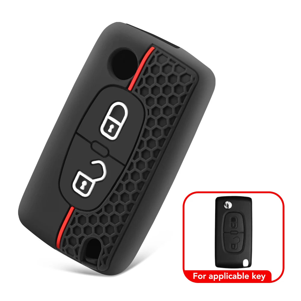 Silicone Flip Key Case Cover for Peugeot & Citroen
