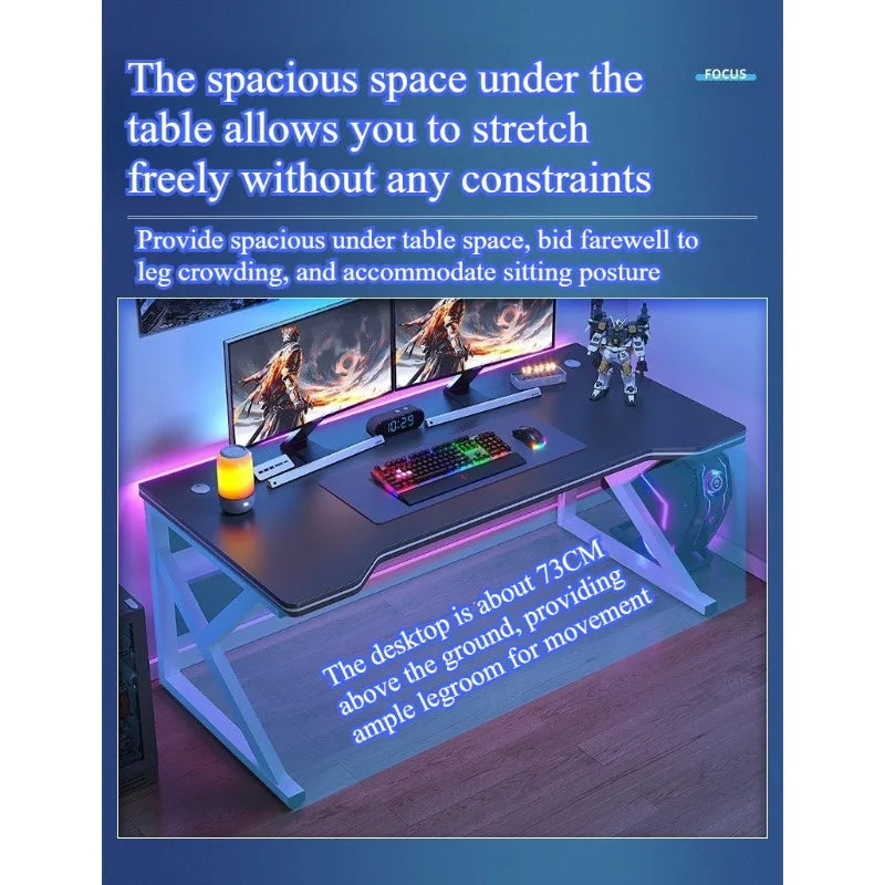 Student Writing & E-Sports Computer Desk — Metal Frame Home Office Workbench