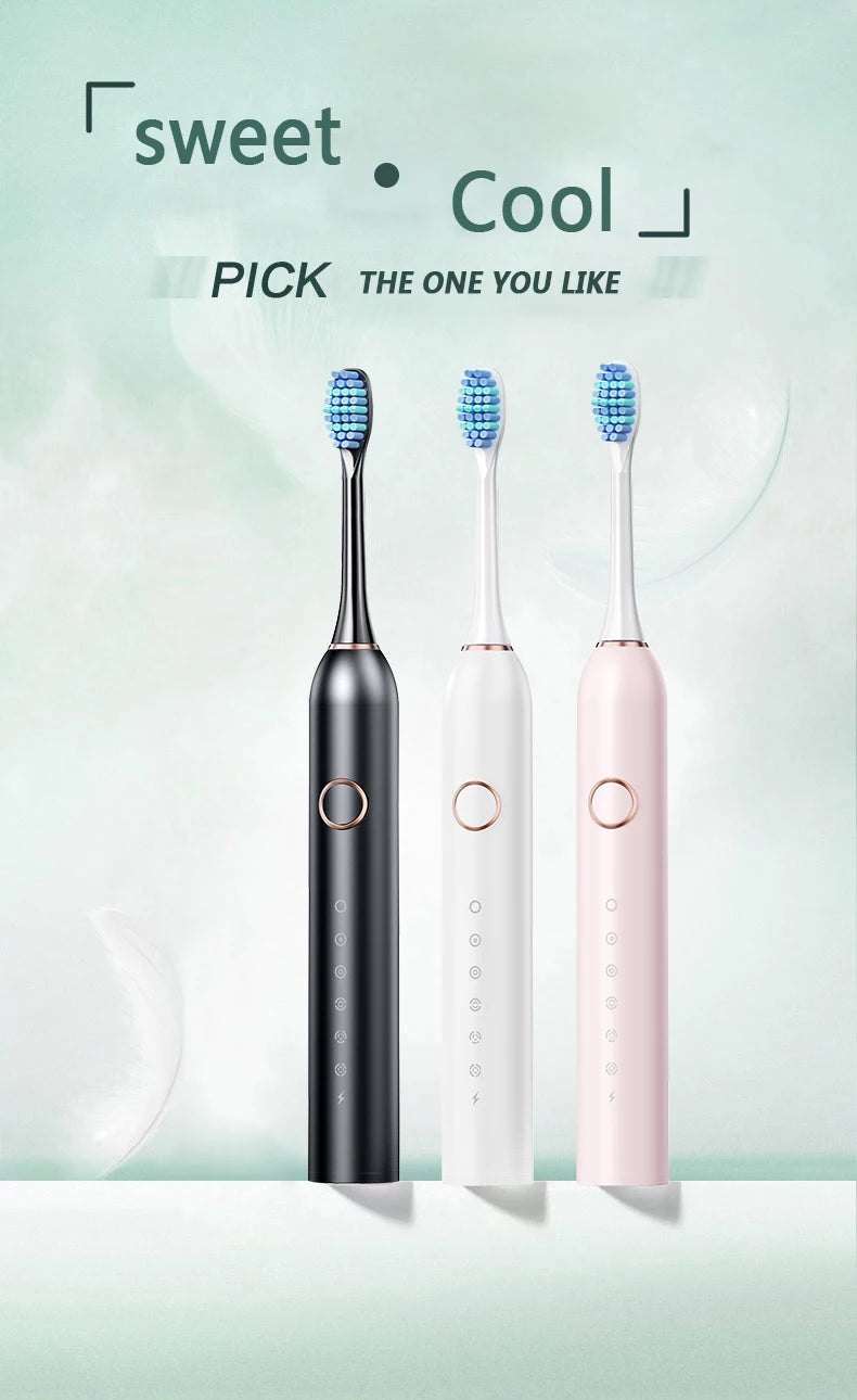 GeZhou Sonic Electric Toothbrush – 6 Cleaning Modes, 4 Brush Heads, USB Rechargeable
