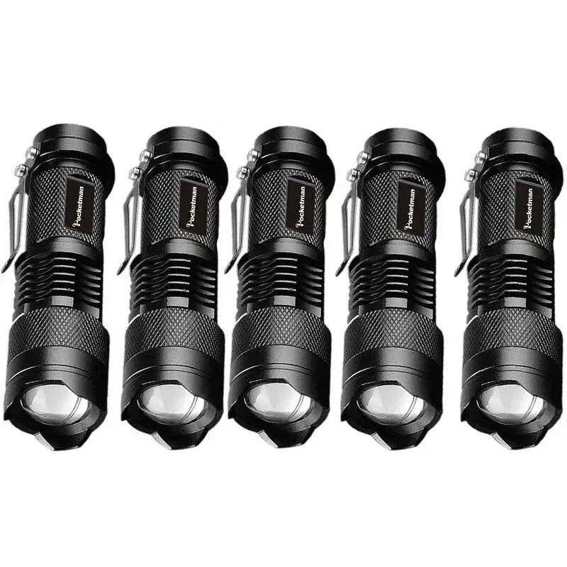 Portable LED Flashlight | Green, Blue & Red Light, Adjustable Focus, 160 Lumens, Waterproof Aluminum Pocket Torch