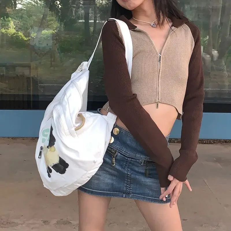 Y2K Aesthetic Cute Sheep Canvas Backpack – Japanese Cartoon School Bag for Women