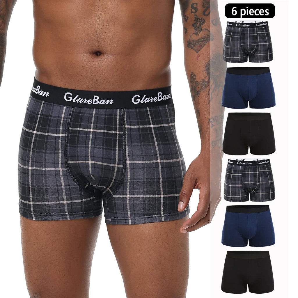 Men's Cotton Stretch Plaid Boxer Shorts, 6-Pack