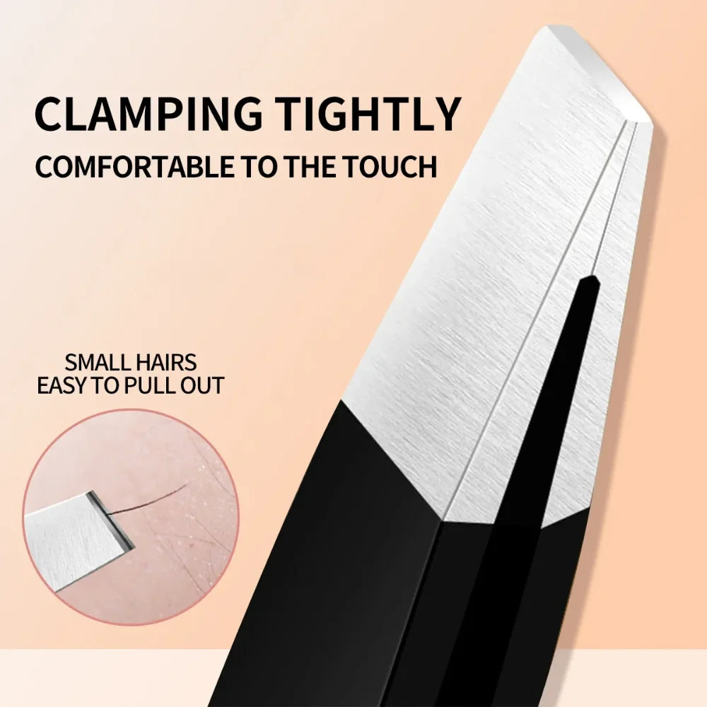 HISYI Stainless Steel Slanted Eyebrow Tweezers