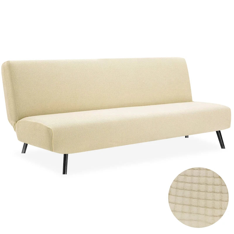 Armless Futon Sofa Bed Cover – Polar Fleece Elastic Slipcover for Folding Furniture & Bench