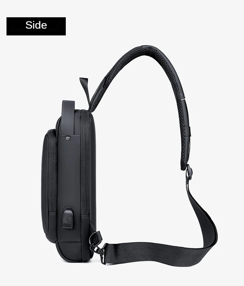 Men's Anti-Theft PU Leather Crossbody Bag – Multifunctional Shoulder & Chest Bag