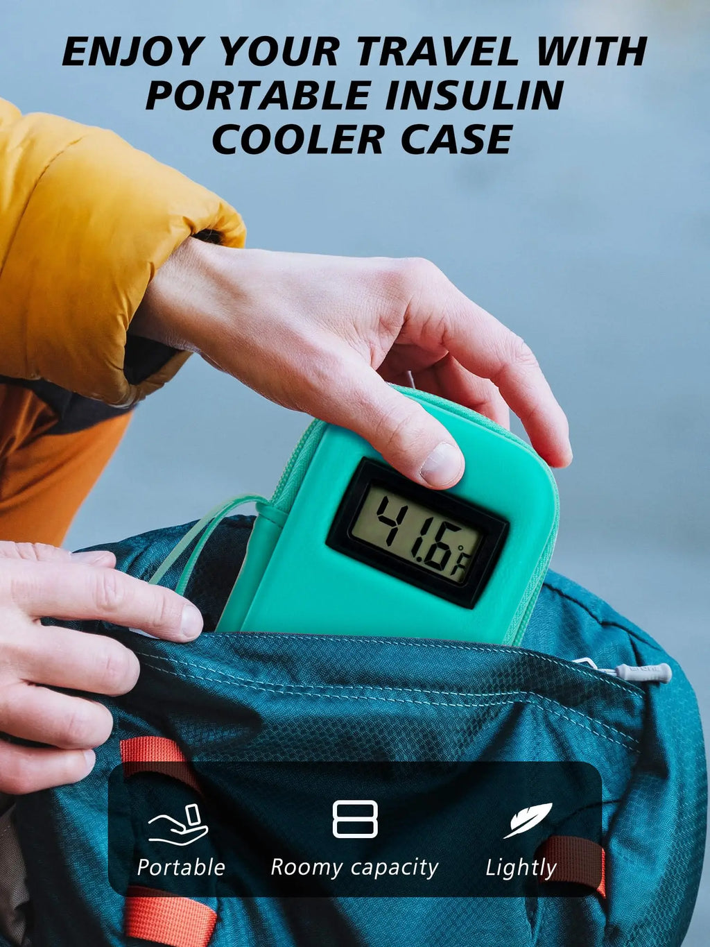 Insulin Cooler Travel Case with Temperature Display – Refrigerated Medicine Cooling Bag with Ice Pack & Diabetic Organizer