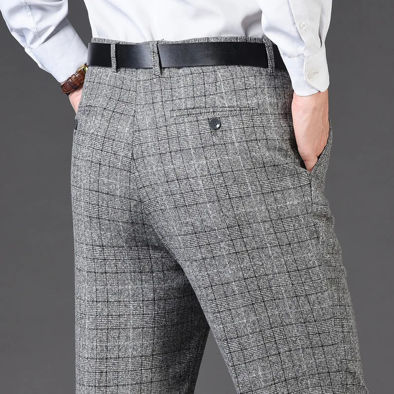 Men's Plaid Dress Pants — Flat Front Straight Leg Formal Suit Trousers