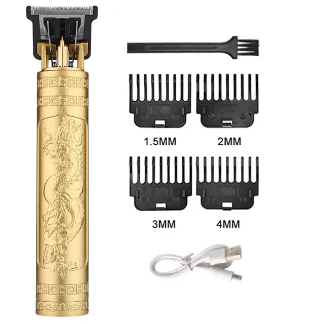 XMSJ Carving Hair Clipper – Metal Body, Engraved Design, Rechargeable Barber Trimmer