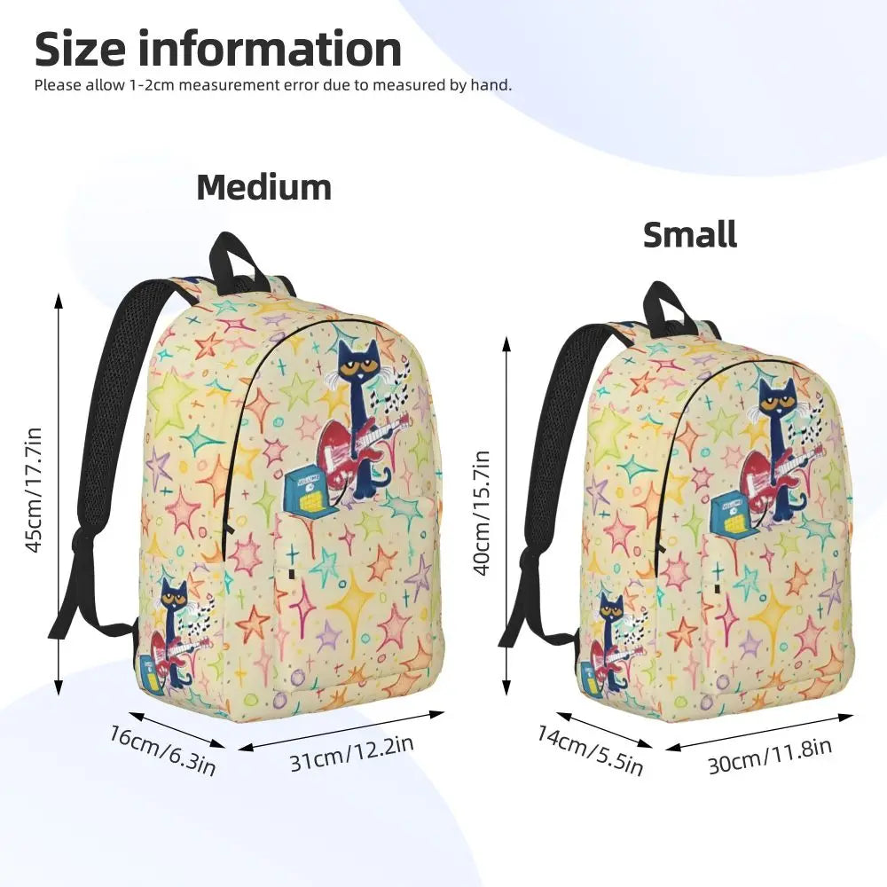 Pete the Cat Canvas Backpack – Cartoon Laptop Daypack for School & Travel