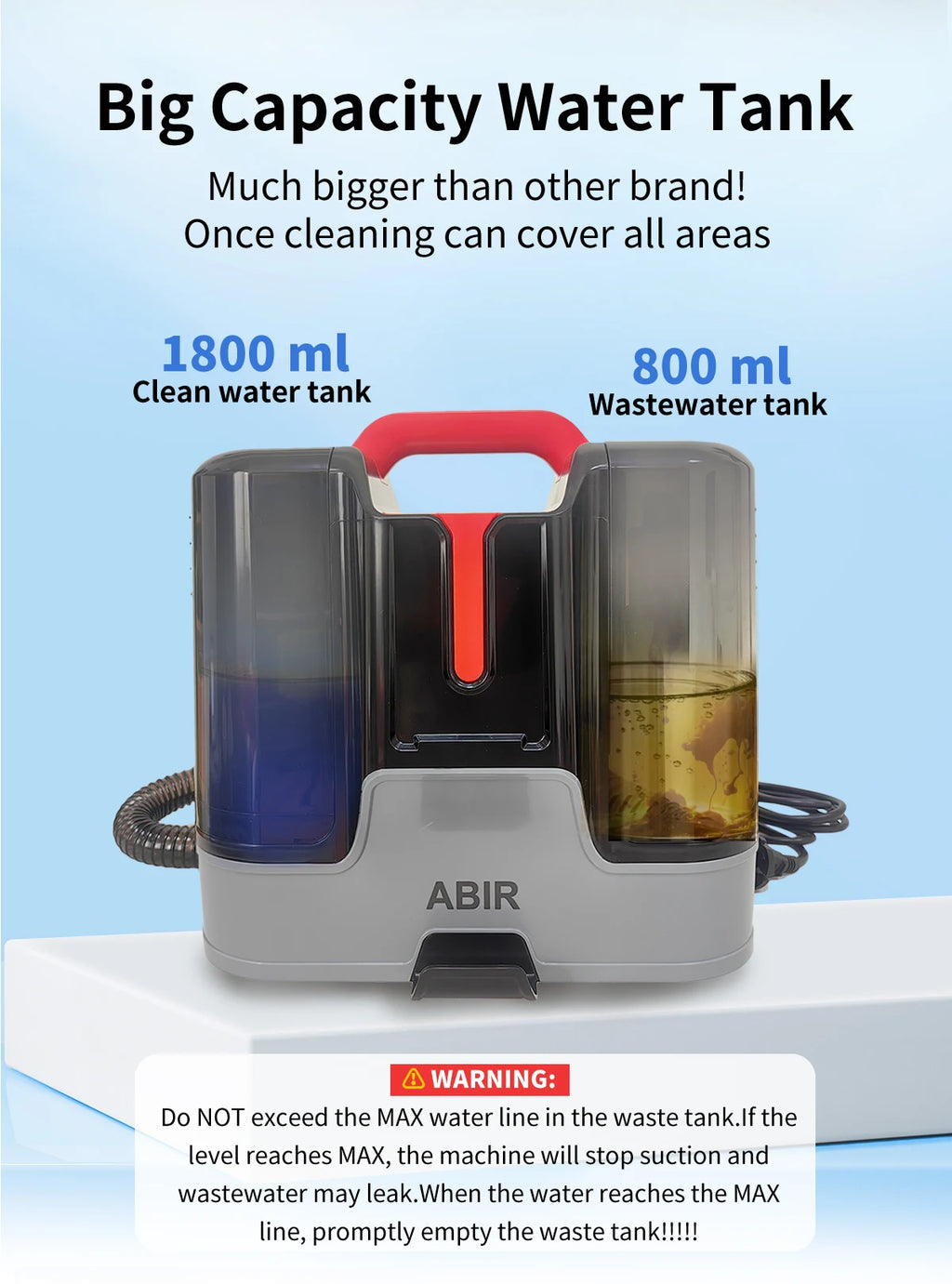 ABIR G80 Handheld Carpet Cleaner — 150000Pa Wet & Dry Vacuum for Home, Sofa, Window, Car, Pet & Upholstery Spot Cleaning