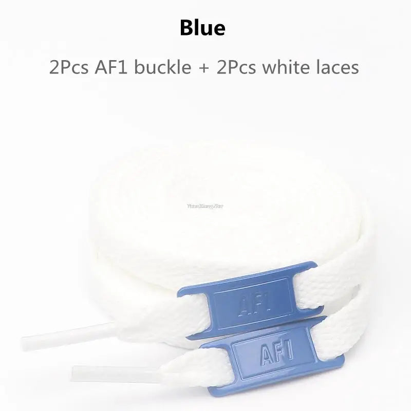 AF1 Shoelaces Combination Set — White Flat Laces & Shoe Decoration for Air Force One Sneakers