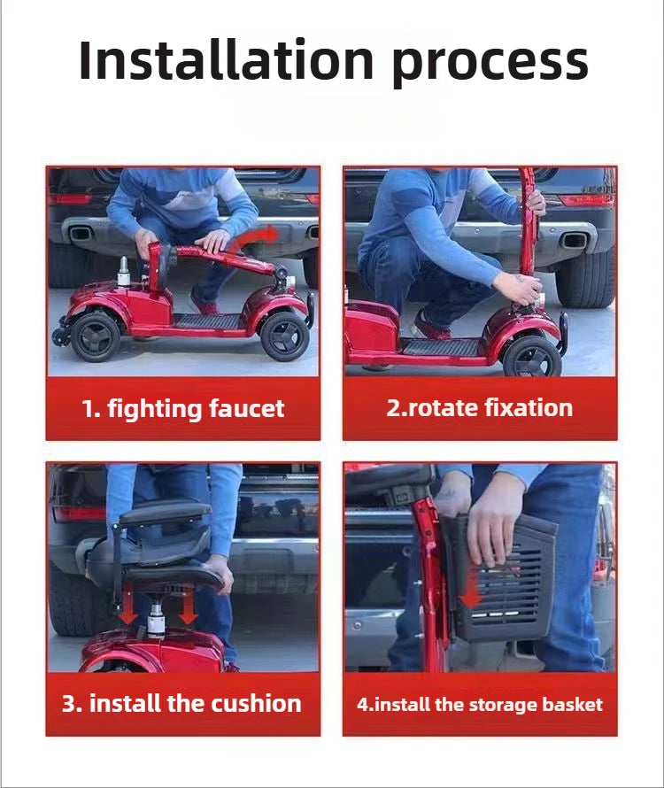 Foldable 4-Wheel Mobility Scooter – 300W, 25–50 km Range