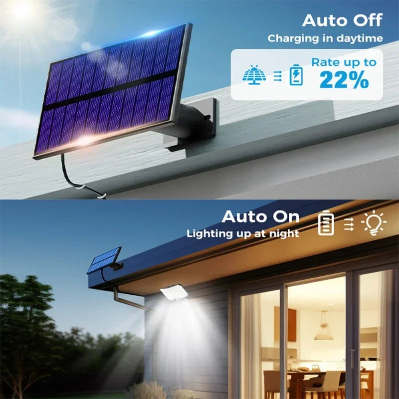 Solar Motion Sensor LED Garden Wall Lamp — 234 LEDs, IP65 Waterproof, 3 Modes with Remote (12-Month Warranty)