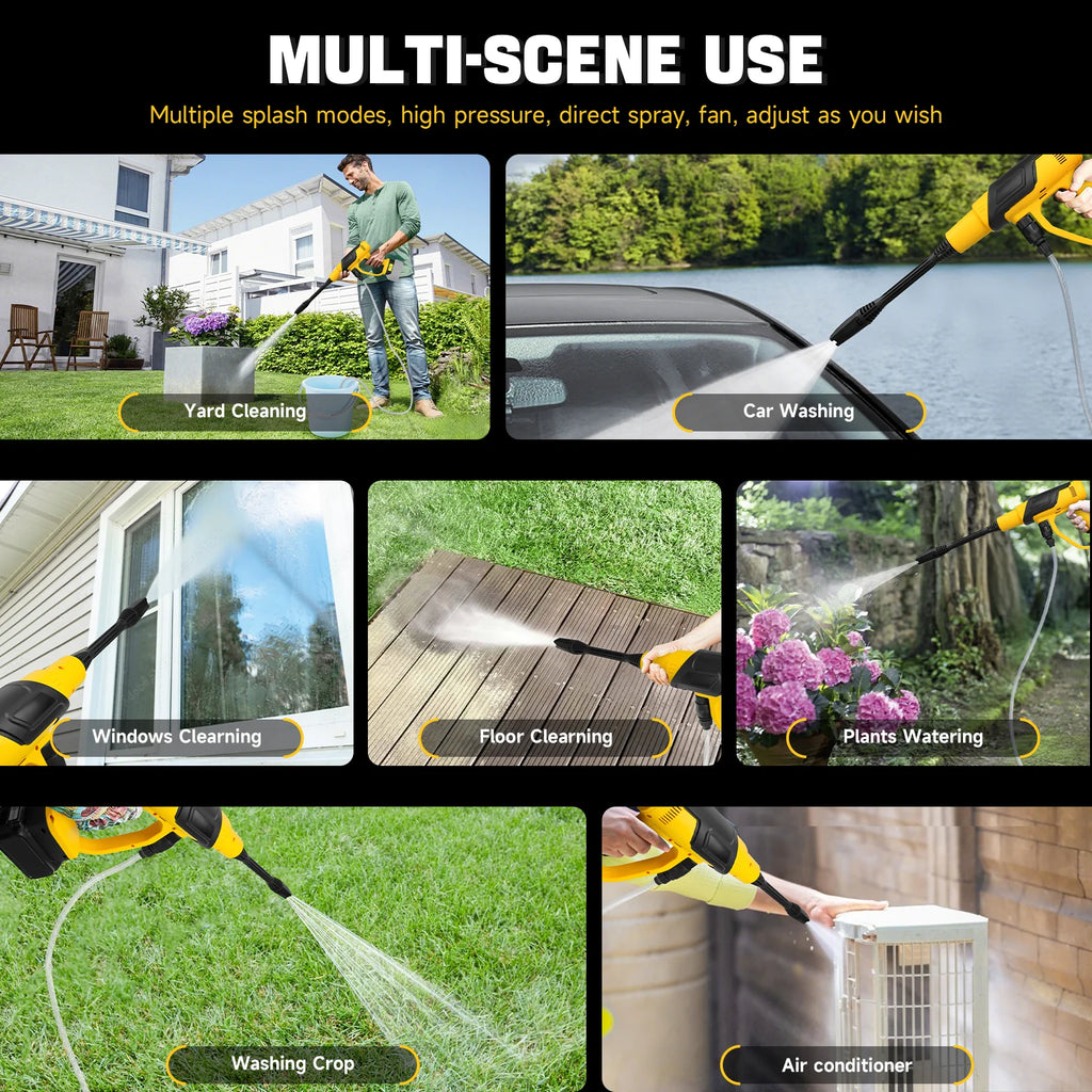 380W Cordless Brushless Pressure Washer – 653PSI, LCD Display, Foam Cannon Kit, DeWalt 20V Compatible (No Battery)