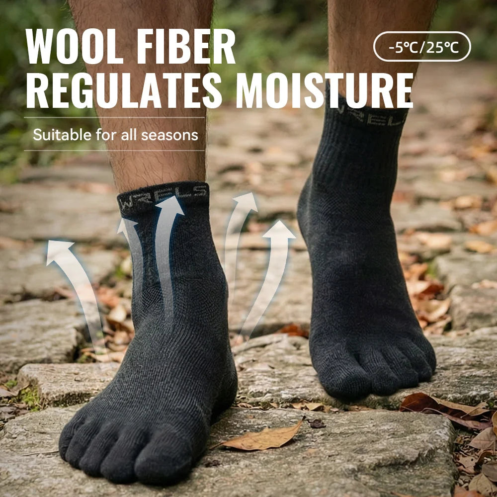 Merino Wool Five-Toe Socks for Running & Hiking
