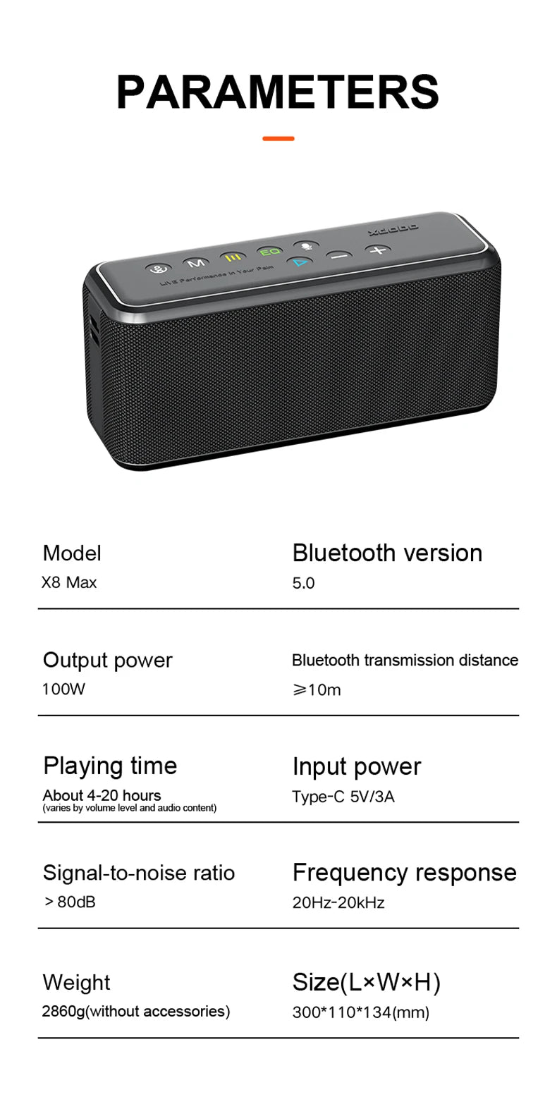 XDOBO X8 Max Portable Bluetooth Speaker — High-Power Outdoor Sound with LED Lights