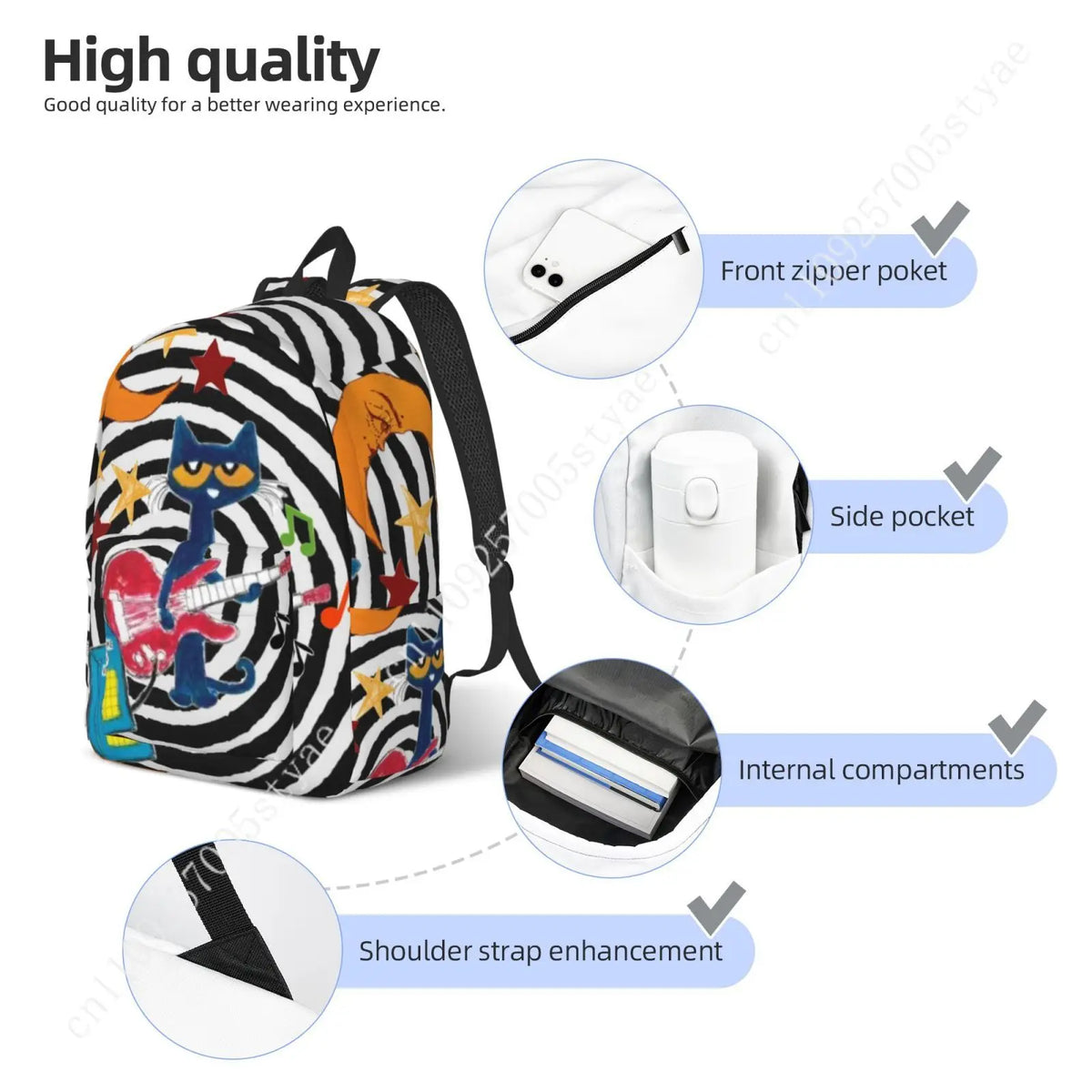 Pete the Cat Backpack – Curved-Strap Everyday Bag