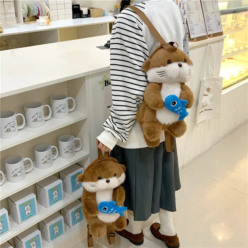 Otter Plush Backpack – Cute Stuffed Animal Bag for Kids & Girls