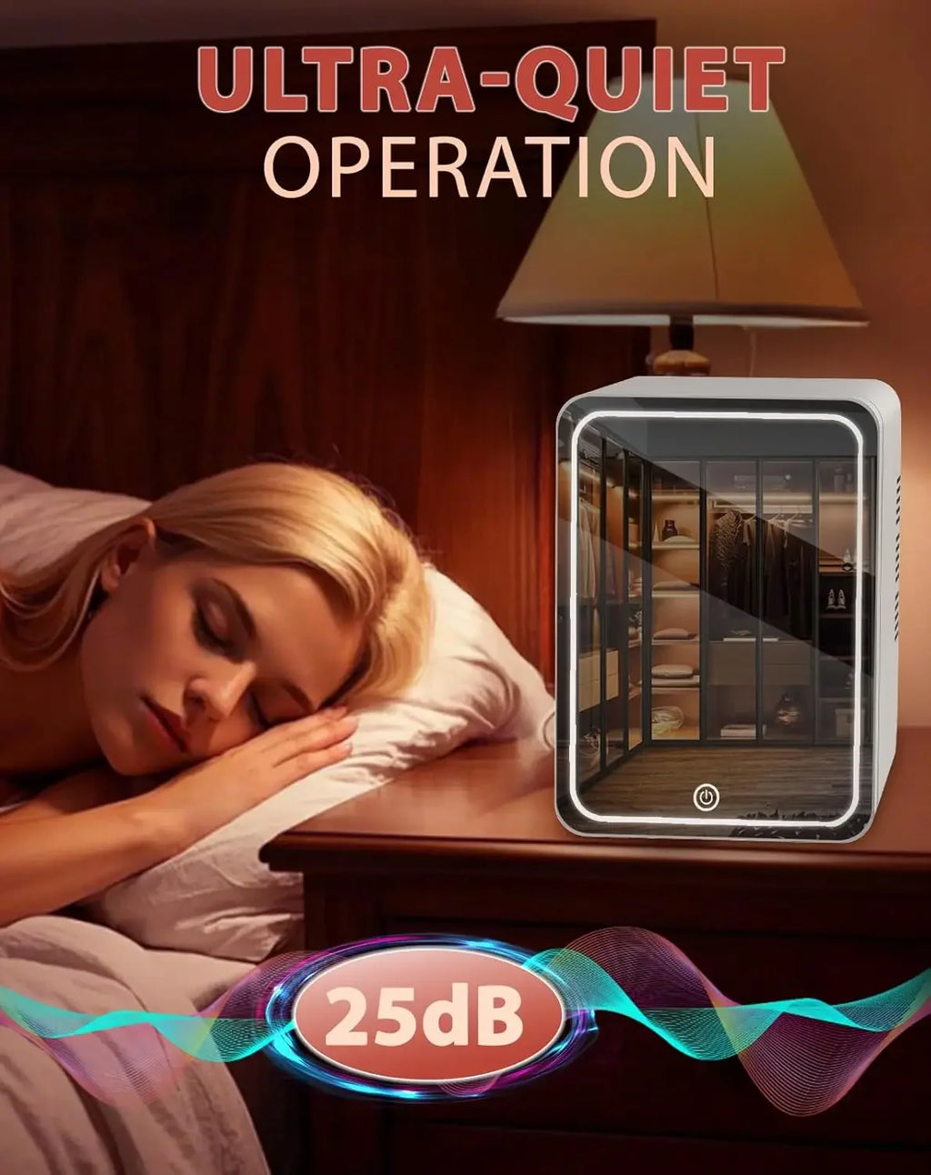 Skincare Fridge with Dimmable LED Light Mirror — 4L Makeup Mini Fridge for Bedroom & Car