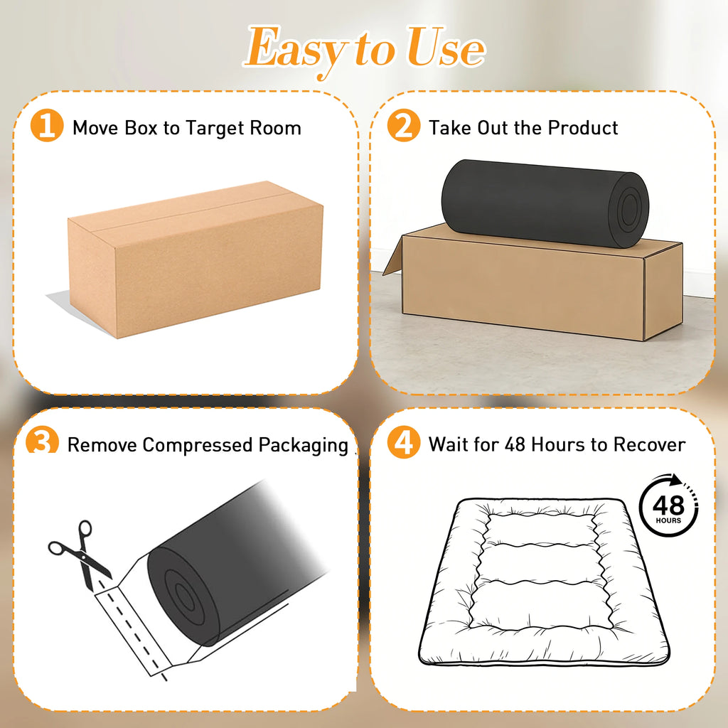 No More Back Pain — JHK 4" Soft Floor Mattress | 5-Layer High-Density Foam, Washable Cover, Foldable Twin Full Queen