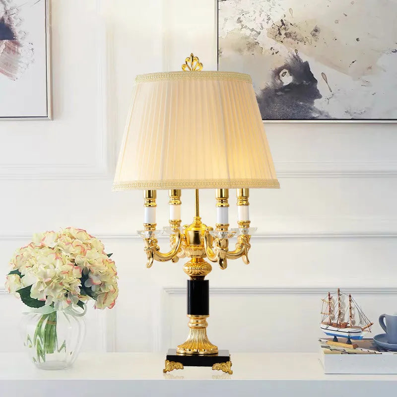 Crystal Table Lamp – Black or Beige Fabric Shade