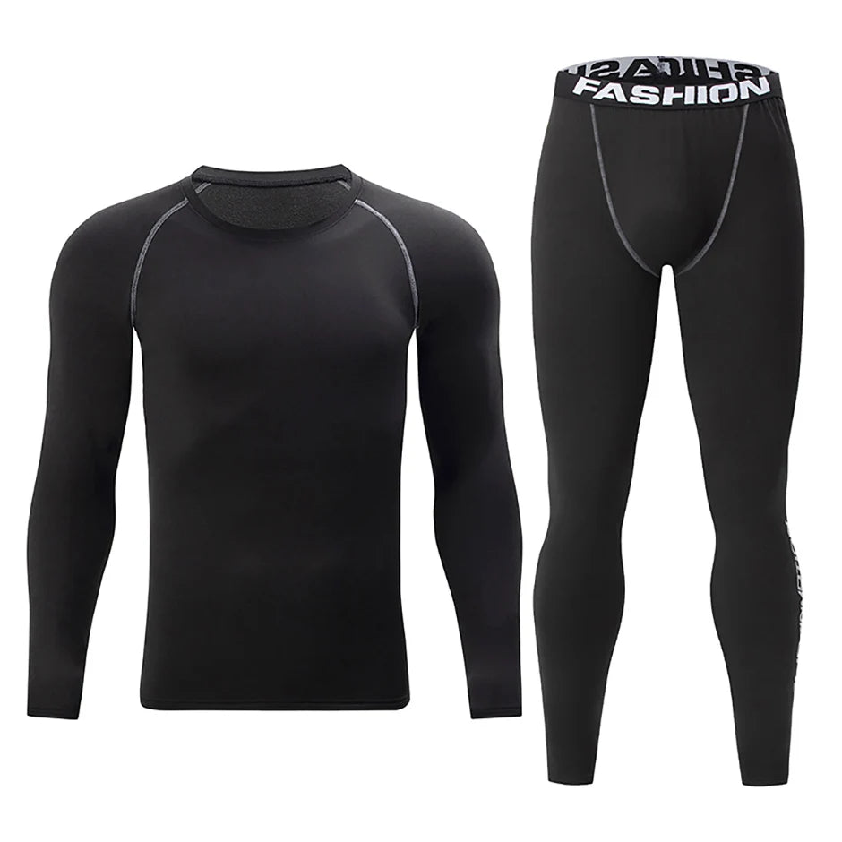 Men's Warm Long Sleeve Top & Pants Set – Tight Fitness Running Yoga Athlete Sport Suit