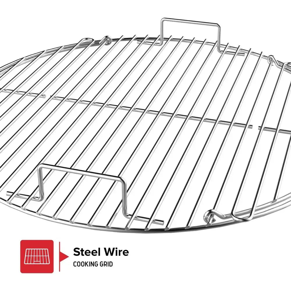 22.5" Charcoal Grill | 362 Sq. In. Cooking Space, Adjustable Air Vent, Built-In Thermometer, Porcelain-Enameled, Storage Rack, Camping & Picnics