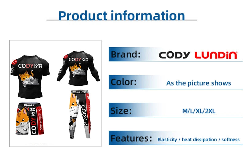 MMA BJJ Compression T-Shirt, Pants & Muay Thai Shorts Rash Guard – Multi-Piece Fitness Sport Suit