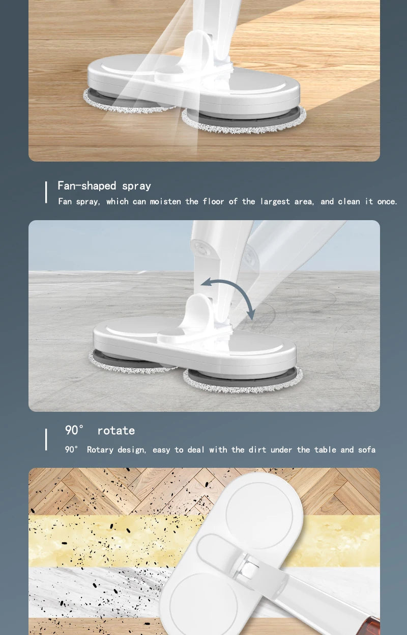 2-in-1 Wireless Electric Spin Mop & Floor Scrubber