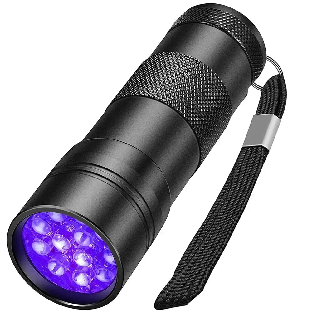 UV Blacklight Flashlight | 9/12 LED 395nm, Pet Urine & Stain Detector, Waterproof Aluminum, Batteries Not Included
