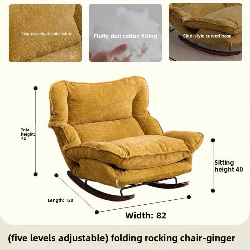 Adjustable Folding Rocking Chair with Cushioned Seat