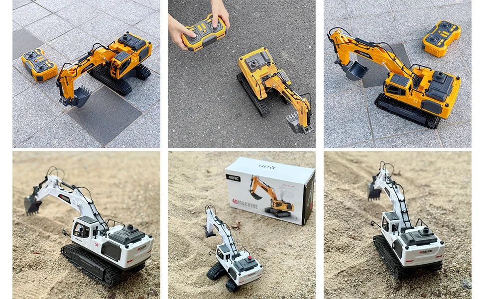 14-Channel 3-in-1 RC Excavator with Mist Spray – Alloy Remote Control Construction Truck