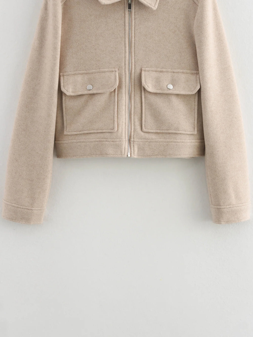 Women's Short Zip-Up Jacket Coat – Elegant Street Outerwear with Pockets