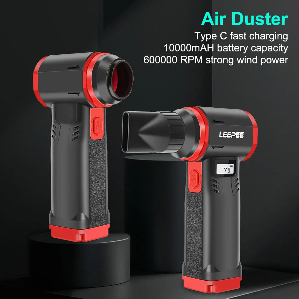 Turbo Jet Fan Blower & Air Duster — 130,000 RPM Brushless Motor, 4-Gear, 75W, Type-C Charging, 5 Nozzles