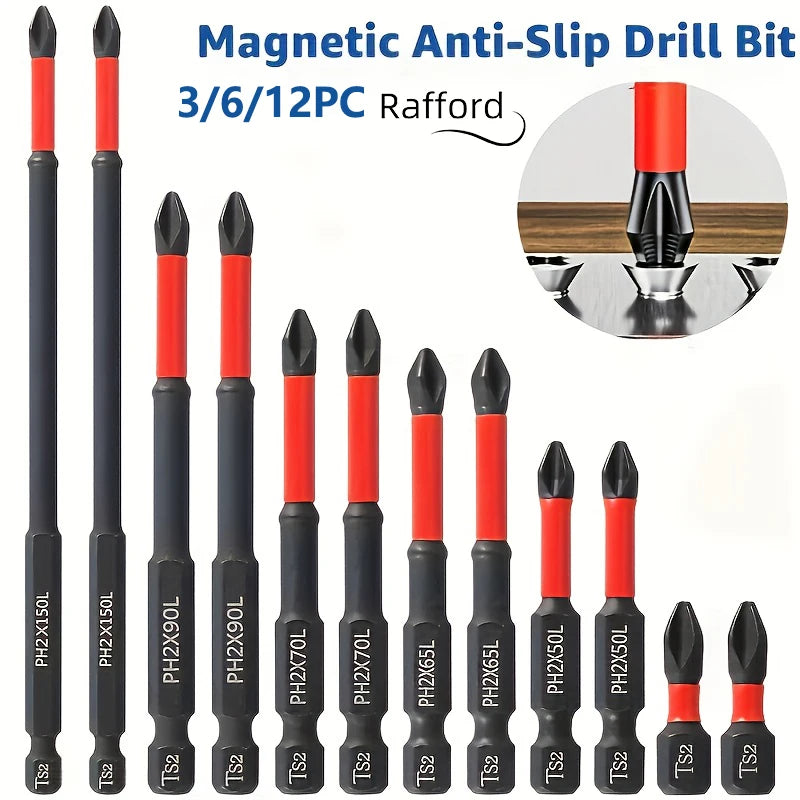 Never Lose a Bit. — Magnetic Non-Slip S2 Steel Drill Bit Set | 3, 6 & 12 Pieces, Crosshead & Impact Bits, Electric & Hand Drivers