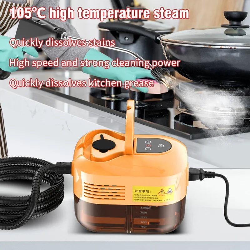 2500W Handheld Steam Cleaner – Digital Display, 6-Speed, 1200ml Tank, 110V/220V, Kitchen, Car & Furniture