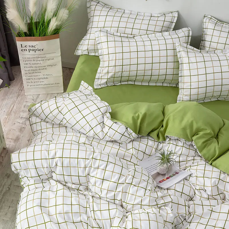 Vintage Floral Duvet Cover Set – Korean Ins Style Bedding Kit with Flat Sheet & Pillowcases, Single to Queen