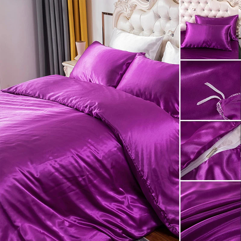 Silky Textured Duvet Cover Set – Microfiber Comforter Cover with Pillow Shams, Multiple Sizes