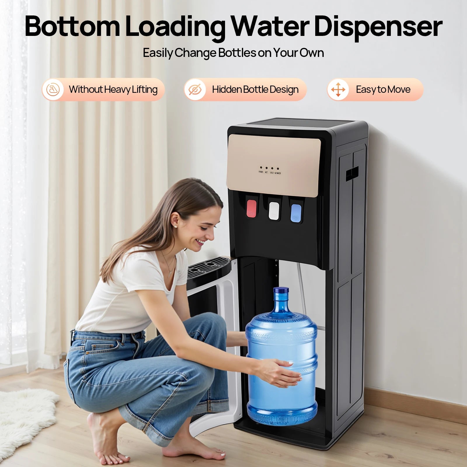 Bottom-Loading Hot & Cold Water Dispenser — Standing Water Cooler for Home & Office | 110V/220V