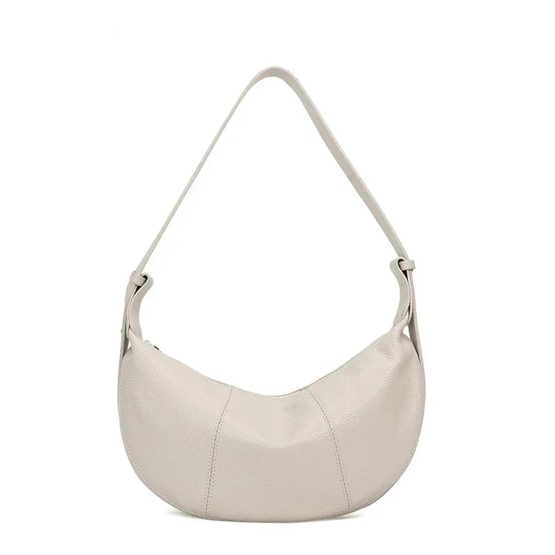Badiman Genuine Cowhide Half-Moon Underarm Bag – Large Capacity Shoulder Crossbody Tote for Women
