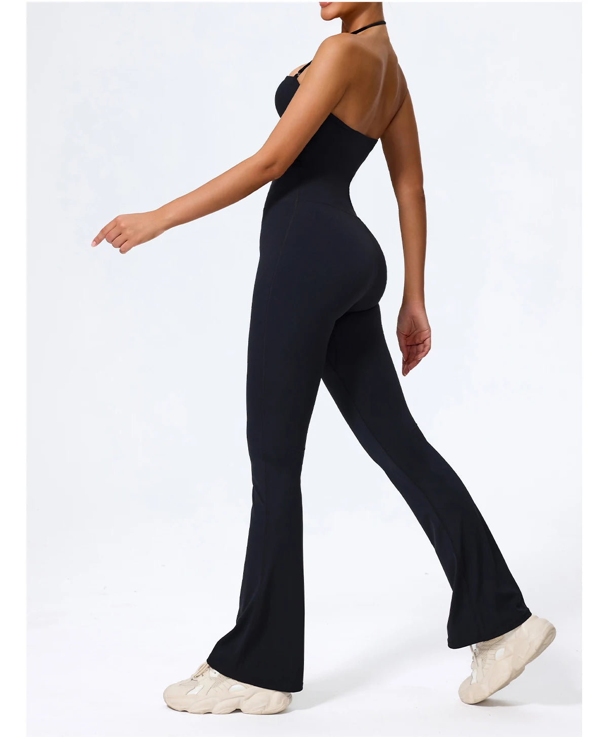 Women's Sleeveless Yoga Jumpsuit – Gym Flared Overalls Neck-Hanging Backless Sportswear