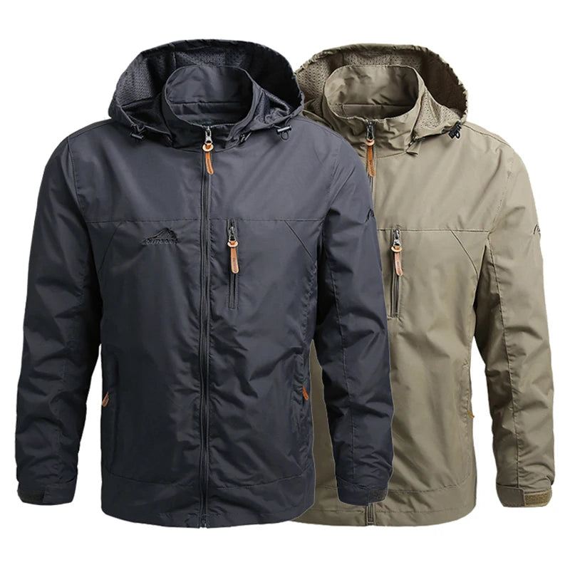 Men's Hooded Hiking Windbreaker – Multi-Pocket Jacket