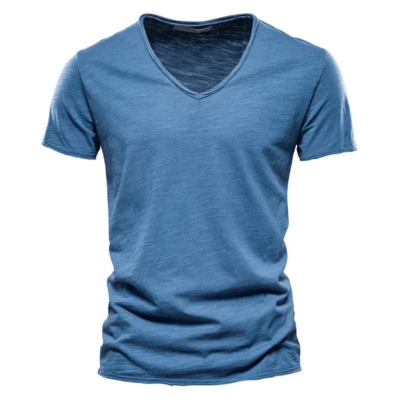 Men's 100% Cotton V-Neck Short Sleeve Tee — Classic Everyday T-Shirt