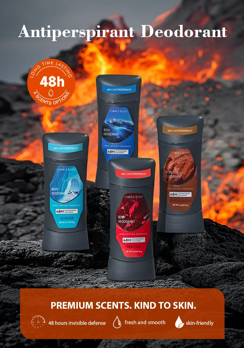 Men’s 72-Hour Odor Control Deodorant Stick 74g – Glacier Scent Antiperspirant Body Care
