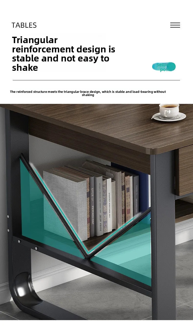 Multifunctional Computer Desk with Drawers — Metal Frame Student Study Desk, Multiple Sizes & Finishes
