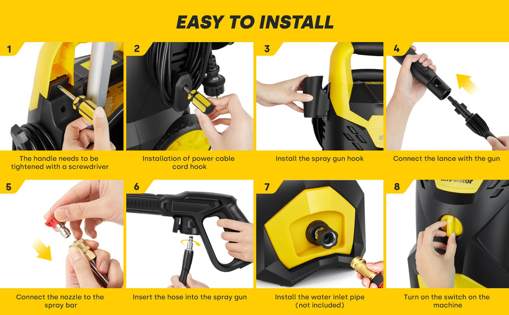 Electric Pressure Washer – Enventor 120V, Four Nozzles